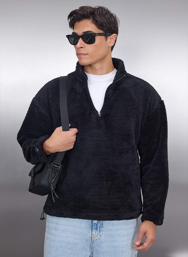 trendyol Black Regular Cut Warm Plush Sweatshirt with Zipper and Stopper - Image 1
