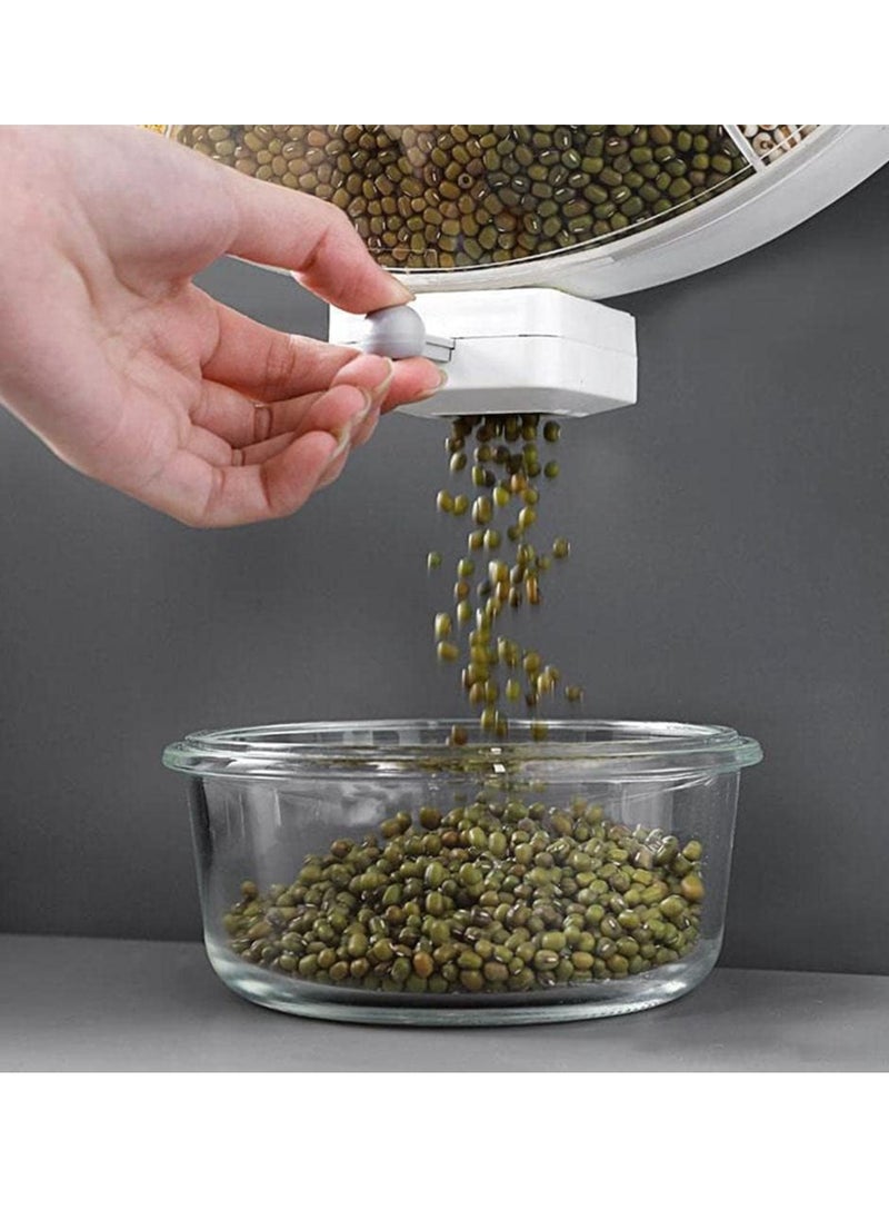 360 Degree Rotatable Wall Mounted Dry Food Dispenser Waterproof and Moisture-Proof 6 Grid Cereal Dispensers Food Storage Container Kitchen Storage Tank for Cereal, and Coffee Bean