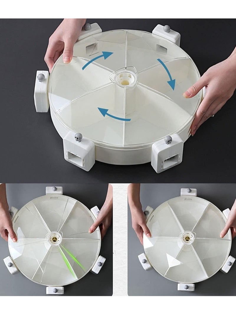 360 Degree Rotatable Wall Mounted Dry Food Dispenser Waterproof and Moisture-Proof 6 Grid Cereal Dispensers Food Storage Container Kitchen Storage Tank for Cereal, and Coffee Bean