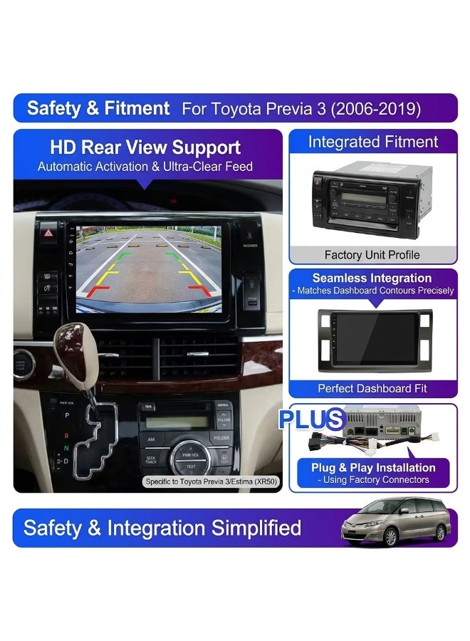 نظام الملاحة للسيارة الاندرويد 10 بوصة لتويوتا بريفيا 3 XR50 Estima 2006-2019 Carplay - Image 5