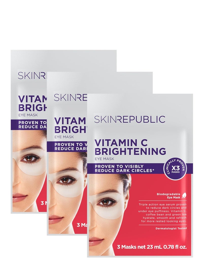 سكين ريبابلك قناع تفتيح العيون (9 أزواج) - مصل ثلاثي المفعول مع فيتامين سي وحبوب القهوة والشاي الأخضر، يقلل الهالات السوداء والانتفاخات والتعب، مرطب ومنعم ومختبر من قبل أطباء الجلدية - Image 1