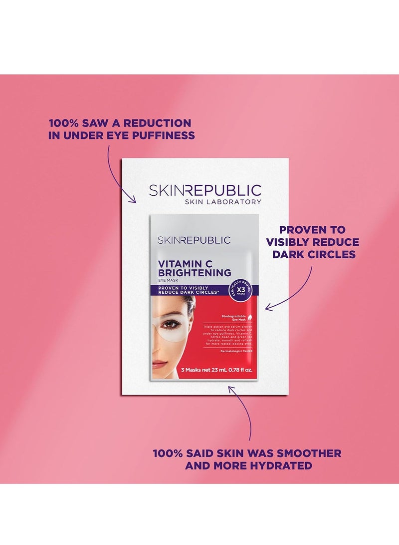 سكين ريبابلك قناع تفتيح العيون (9 أزواج) - مصل ثلاثي المفعول مع فيتامين سي وحبوب القهوة والشاي الأخضر، يقلل الهالات السوداء والانتفاخات والتعب، مرطب ومنعم ومختبر من قبل أطباء الجلدية - Image 3