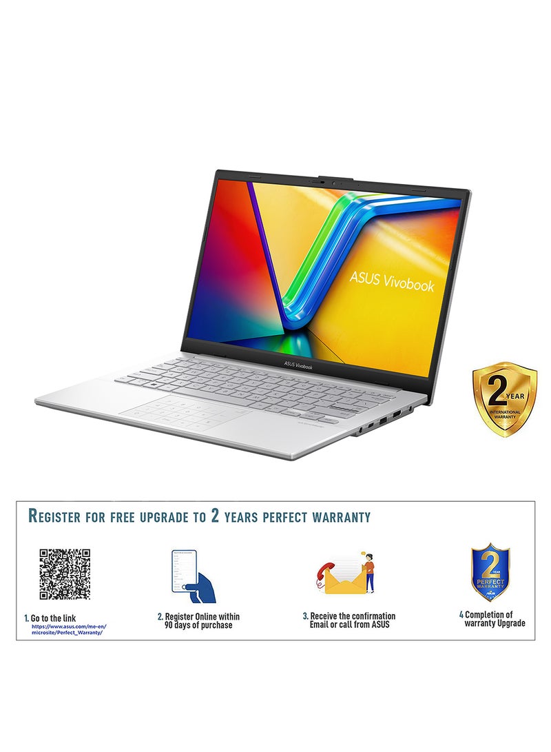 ASUS Vivobook GO 14 E1404GA-NK039W Laptop With 14-Inch Display, Core i3-N305 Processor/8GB RAM/256GB SSD/Intel UMA Graphics/Windows 11 Home English/Arabic Cool Silver - Image 2