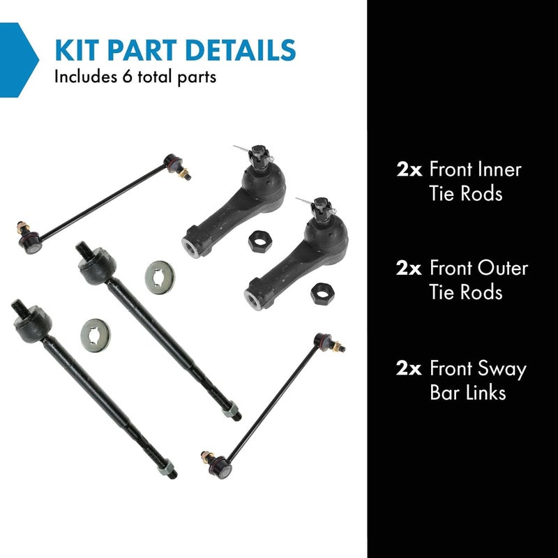 TRQ Front Steering & Suspension Kit Sway Bar Stabilizer Link Tie Rod Compatible with 1999-2001 Honda Odyssey - Image 2