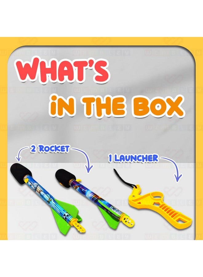 ويمبلي قاذفة صواريخ من الفوم ويمبلي سكاي مع مقلاع للأطفال، صاروخ طائر يصدر صوت صفير، ألعاب خارجية للأولاد والبنات - عبوة من قطعتين، ألوان عشوائية - Image 2