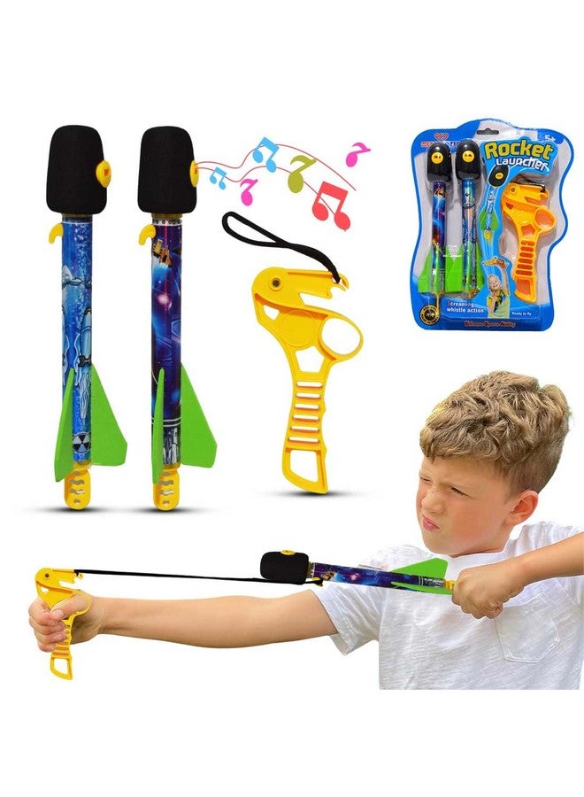 ويمبلي قاذفة صواريخ من الفوم ويمبلي سكاي مع مقلاع للأطفال، صاروخ طائر يصدر صوت صفير، ألعاب خارجية للأولاد والبنات - عبوة من قطعتين، ألوان عشوائية - Image 1