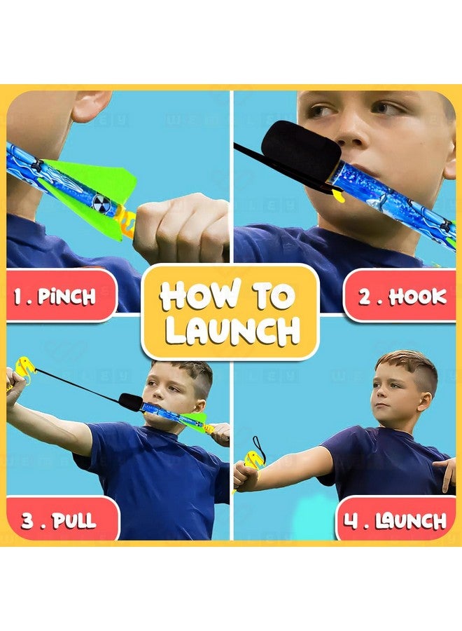 ويمبلي قاذفة صواريخ من الفوم ويمبلي سكاي مع مقلاع للأطفال، صاروخ طائر يصدر صوت صفير، ألعاب خارجية للأولاد والبنات - عبوة من قطعتين، ألوان عشوائية - Image 5