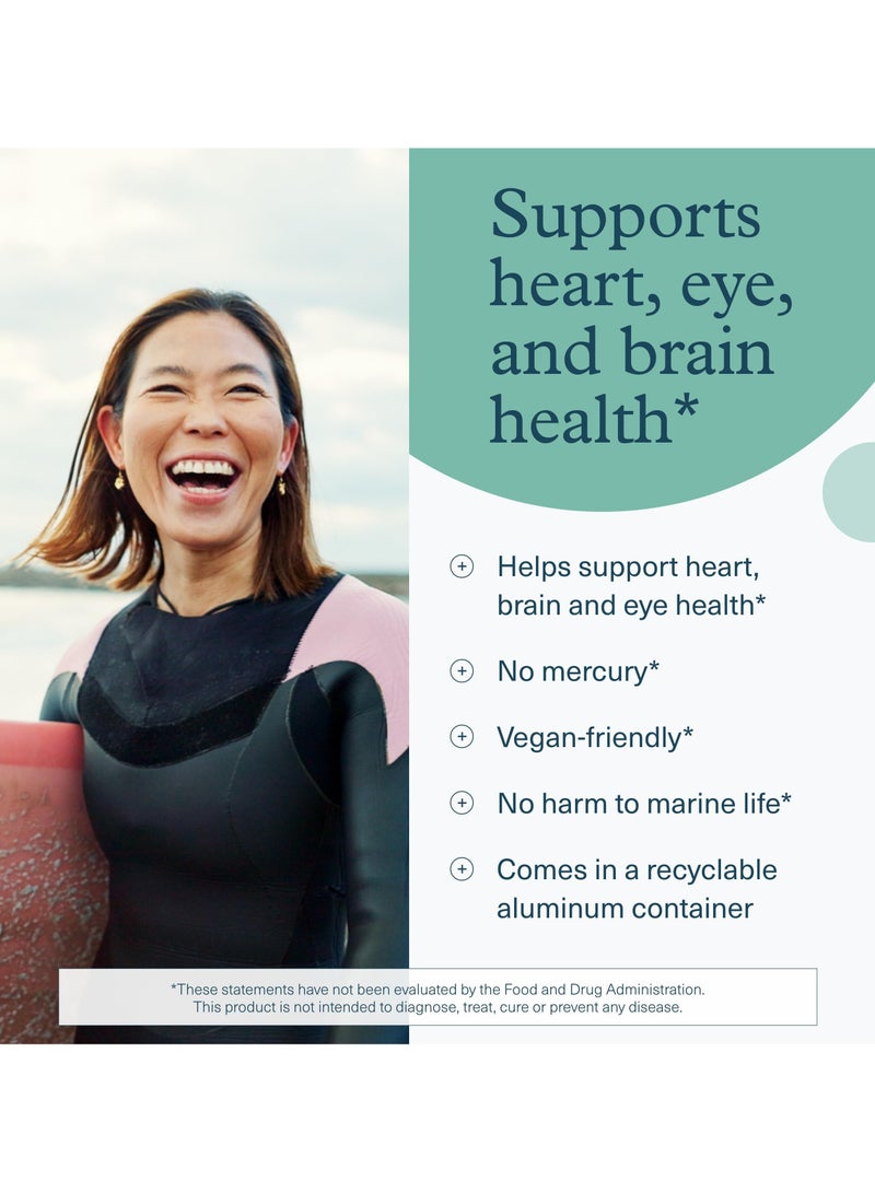 youtheory Oceanfriendly Omega Algae Oil With Omega3 1470 Mg Supports Brain Eye + Heart Health 60 Softgels - Image 4
