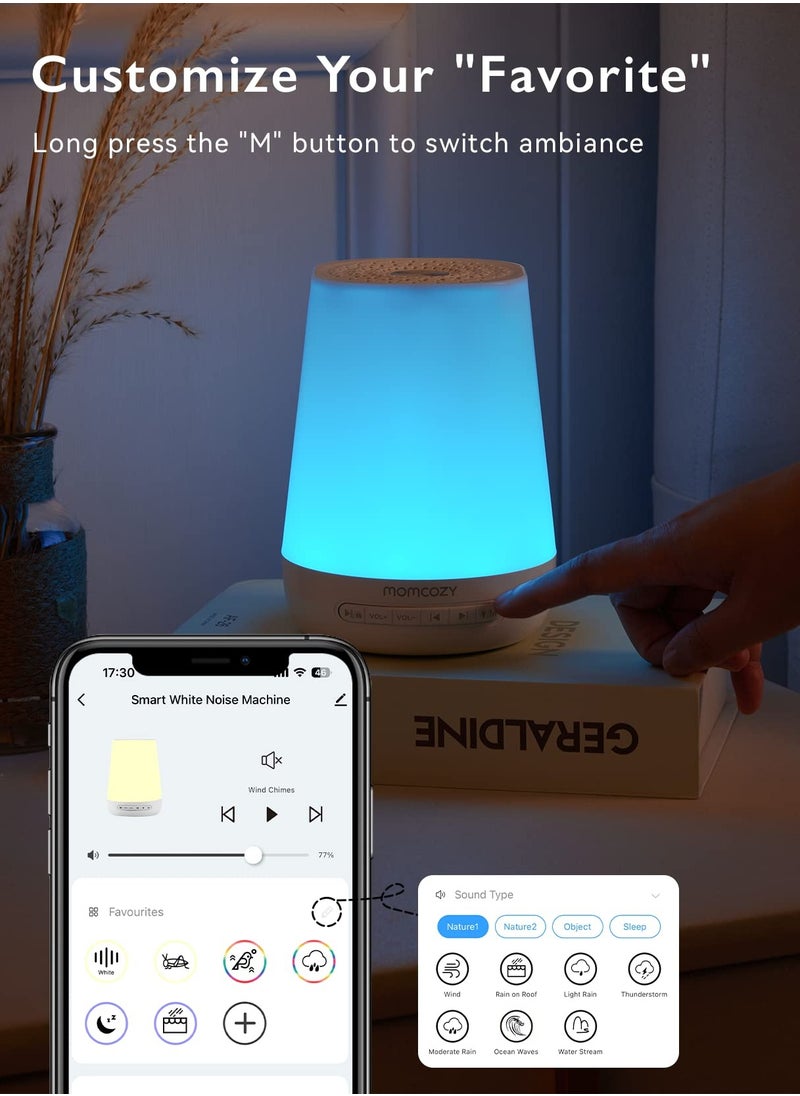 Momcozy - Baby Sleep Soother, Baby Sound Machine, White Noise Machine for Baby Sleeping with Night Light, Toddler Sleep Trainer with 34 Soothing Sounds, Timer, App Remote Control - Image 1