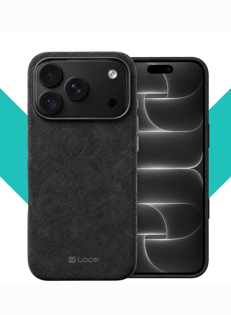 LOOP Alcantara Case Compatible with iPhone 18 Pro, Slim MagSafe Compatible Cover, Soft Suede Feel, Metal Buttons, Raised Camera and Screen Protection - Image 1