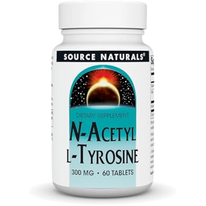 Source Naturals N-Acetyl L-Tyrosine Dietary Supplement, 300 mg - 60 Tablets - Image 1