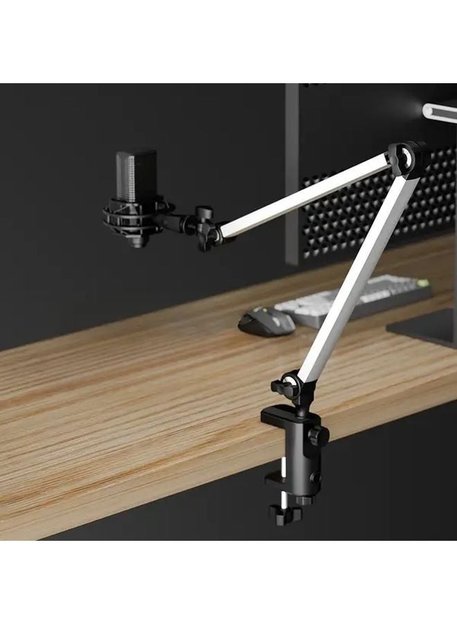 Silvery Heavy Duty Rotating Foldable Arm Stand Adjustable Height 360 Swivel Base - Image 2