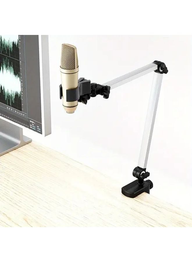 Silvery Heavy Duty Rotating Foldable Arm Stand Adjustable Height 360 Swivel Base - Image 5