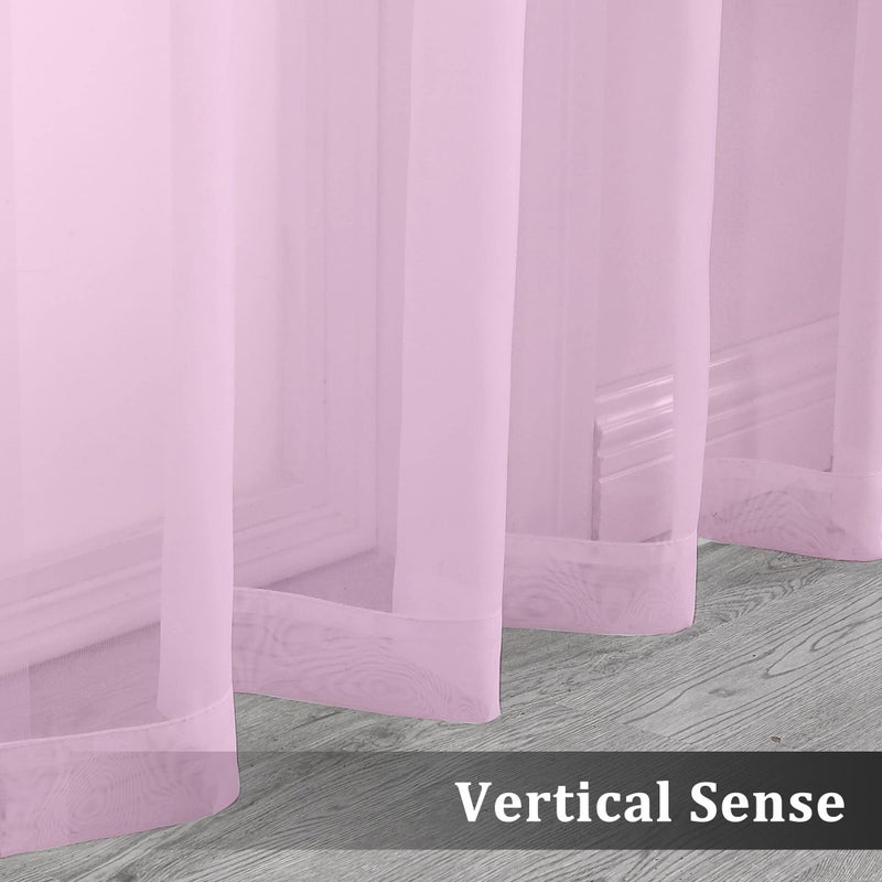 OVZME 2 Pack: Basic Pink Sheer Curtain 84 Inches Long, Light Filtering Sheer Drapes for Living Room Bedroom, Each 42" W x 84" L - Image 5