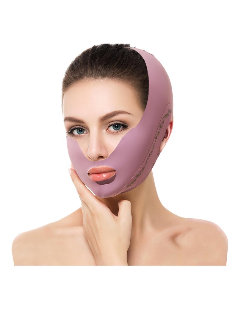 Facial Lifting Belt Chin Strap Soothing Comfy Double Reducing Device with Thin Face Female Shaper Reusable Breathable and Comfortable V Line Mask Purple - Image 1