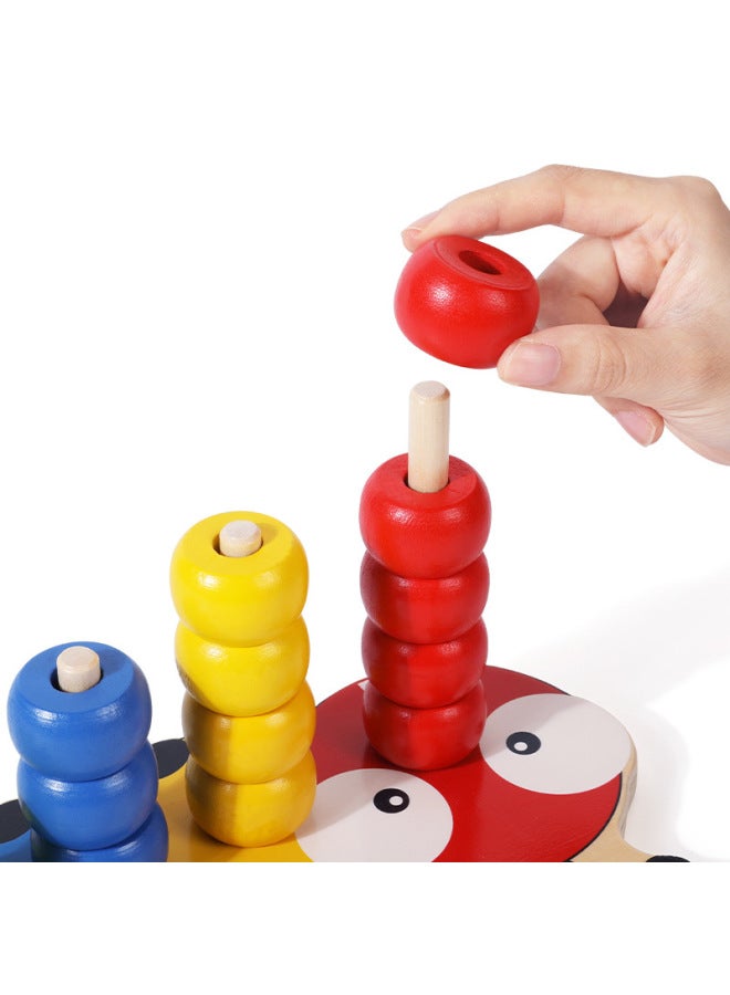 Wooden Caterpillar Stacked Column Beaded Building Blocks Early Education Color Cognition Children's Educational Assembled Toys-Color:Caterpillar Stacked Column Beaded Building Blocks  - Image 5