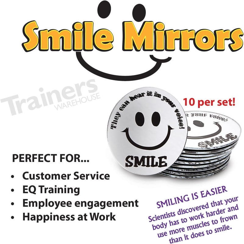 Trainers Warehouse Mini Round Smile Mirrors - Set of 10 Adhesive Backed Mirrors - Image 2