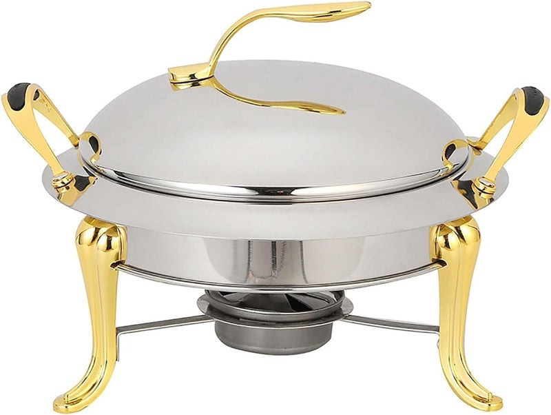 Chafing Dish Set, Full Size Stainless Steel Round Buffet Server with Pans, Lid and Fuel Holders, for Catering Party Wedding Dinner Food Warmer,Silver-24Cm,Gold,28cm - Image 1