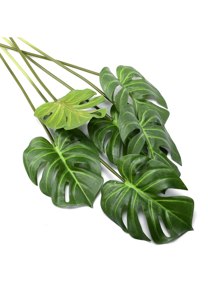 SLanC 6 Pack Artificial Palm Plants Leaves Faux Turtle Leaf Fake Tropical Large Palm Tree Leaves Imitation Leaf Artificial Plants for Home Kitchen Party Flowers Arrangement Wedding Decorations - Image 1