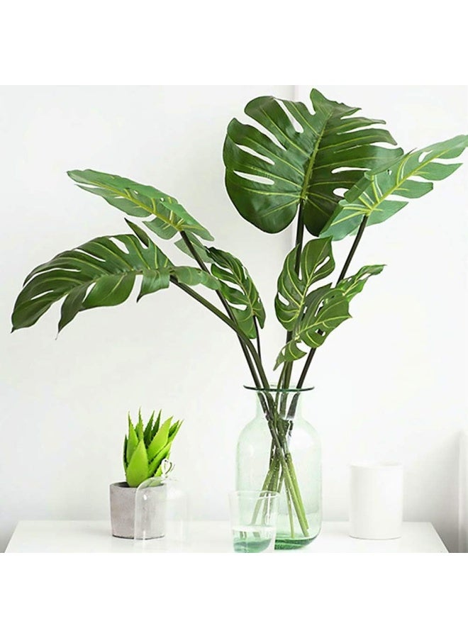 SLanC 6 Pack Artificial Palm Plants Leaves Faux Turtle Leaf Fake Tropical Large Palm Tree Leaves Imitation Leaf Artificial Plants for Home Kitchen Party Flowers Arrangement Wedding Decorations - Image 2