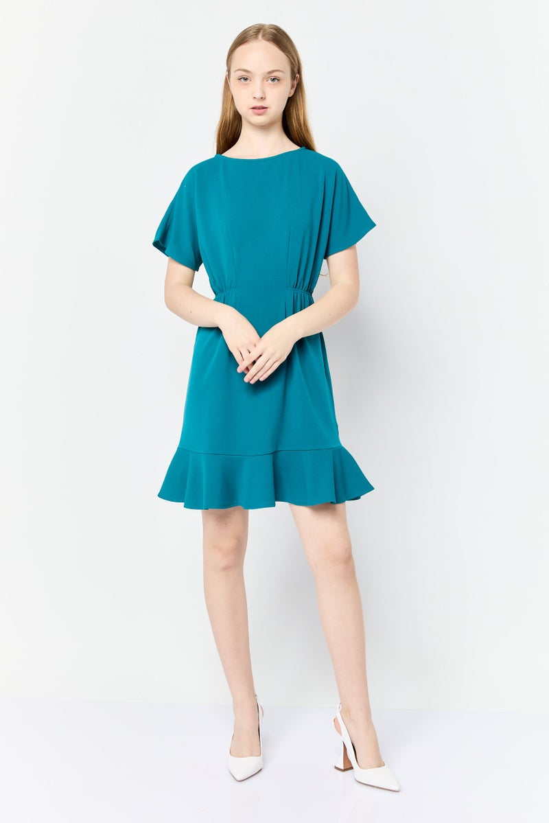Donna Morgan Women Ruched Fit And Flare Dress, Green - Image 4