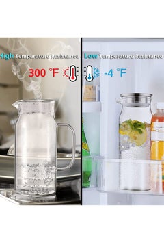 Generic Glass Pitcher, 40 oz Glass Water Pitcher for Fridge, Glass Carafe for Iced Tea with Lid and Spout, Hot Cold Water Jug, Easy Clean Heat Resistant Borosilicate Glass Jug for Juice Cold Hot Beverages  - Image 3