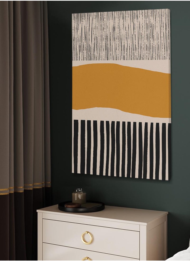 LOWHA - Canvas Wall Art Stretched Over Wooden Frame with Stripes Painting - Image 1