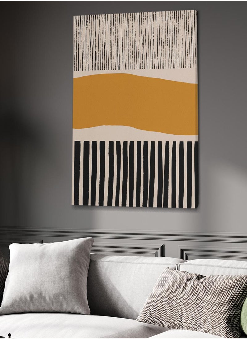 LOWHA - Canvas Wall Art Stretched Over Wooden Frame with Stripes Painting - Image 1