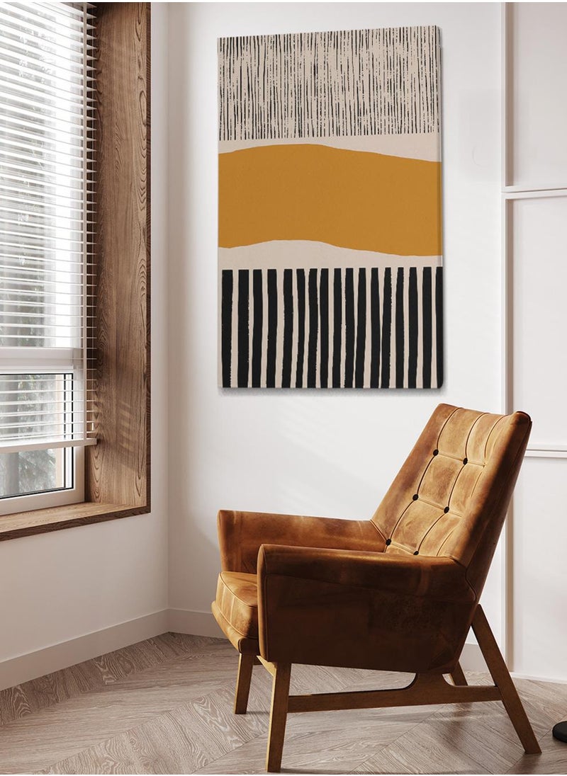 LOWHA - Canvas Wall Art Stretched Over Wooden Frame with Stripes Painting - Image 1
