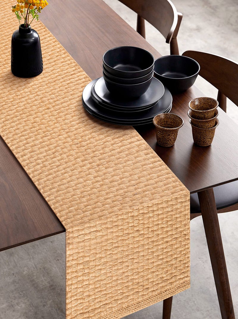 Light & Pro Lightnpro Reversible Jute Woven Table Runner  Farmhouse Burlap EcoFriendly Rustic Vintage Dining Decor Natural Jute Table Dcor for Christmas Holiday New Year Table  13x72 Inch Natural Color