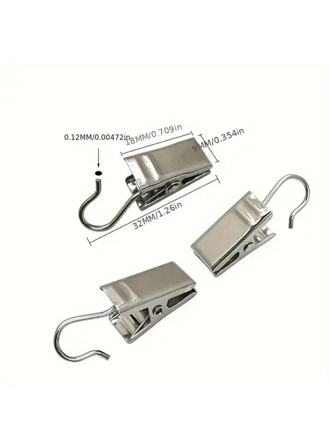 30pcs Silvery Curtain Clips with Hook and Loop Open Crocodile Shower Clips Set - Image 4