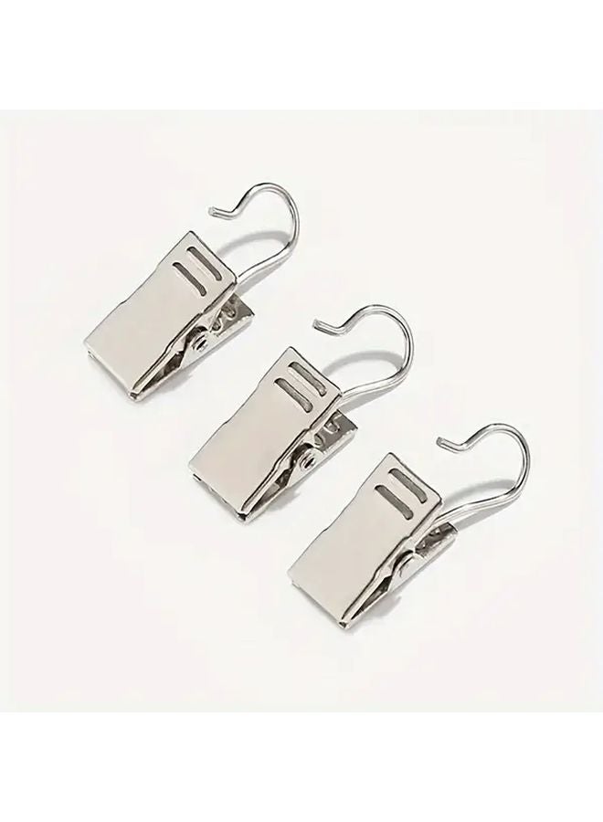 30pcs Silvery Curtain Clips with Hook and Loop Open Crocodile Shower Clips Set - Image 3