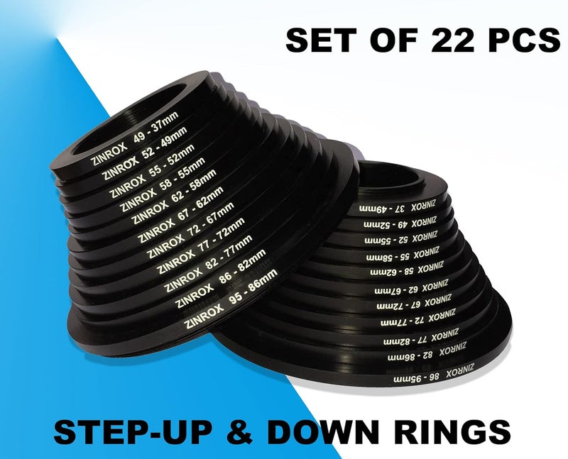 ZINROX® Step Up (37-95mm) and Step Down Lens (95-37mm) Filter Adapter Rings - Set of 22pcs, 37mm to 95mm and 95mm to 37mm Stepping Ring - Image 5