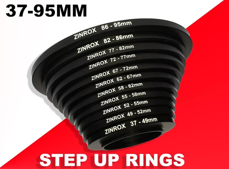 ZINROX® Step Up (37-95mm) and Step Down Lens (95-37mm) Filter Adapter Rings - Set of 22pcs, 37mm to 95mm and 95mm to 37mm Stepping Ring - Image 4