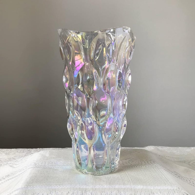 Eastern Rock Heavy Glass Flower Vase Thickened 3.5lb 9.5inch Sparkle vase Bohemian Style, for Centerpieces,Wedding,Perfect Home Decor (Sparkle) - Image 4