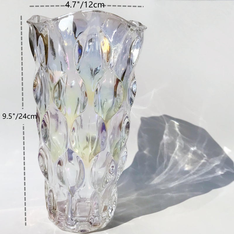 Eastern Rock Heavy Glass Flower Vase Thickened 3.5lb 9.5inch Sparkle vase Bohemian Style, for Centerpieces,Wedding,Perfect Home Decor (Sparkle) - Image 3