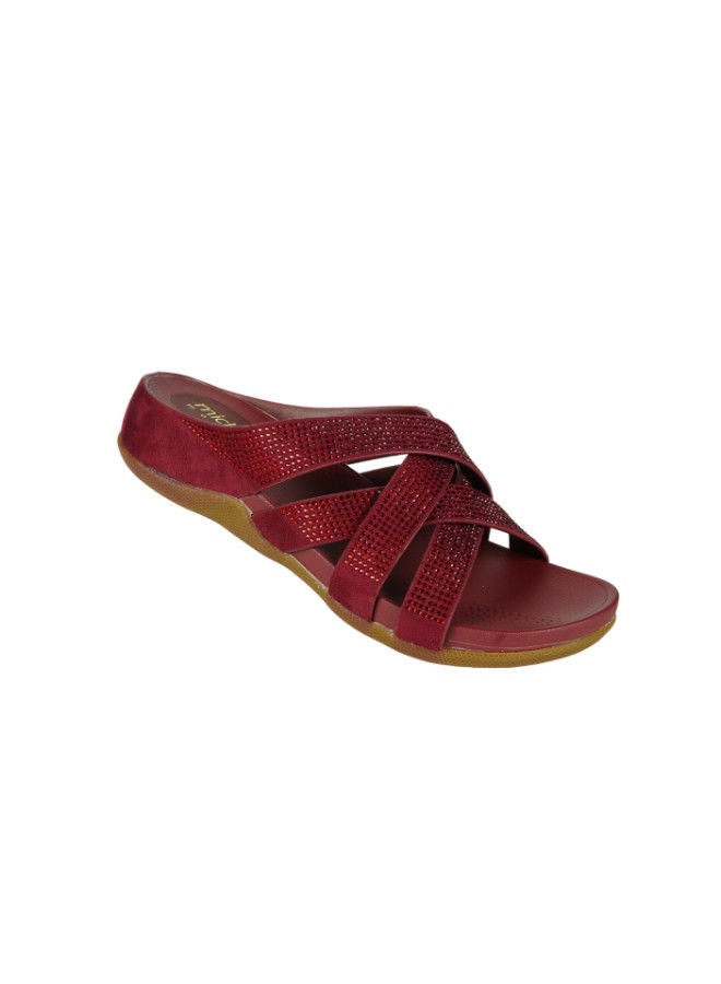 Michelle Morgan 092-2599 Michelle Morgan Ladies Casual Sandals Maroon 114RC278 - Image 1