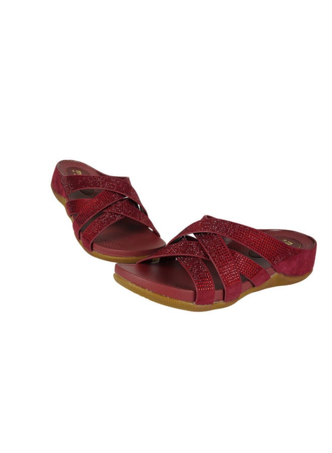 Michelle Morgan 092-2599 Michelle Morgan Ladies Casual Sandals Maroon 114RC278 - Image 2