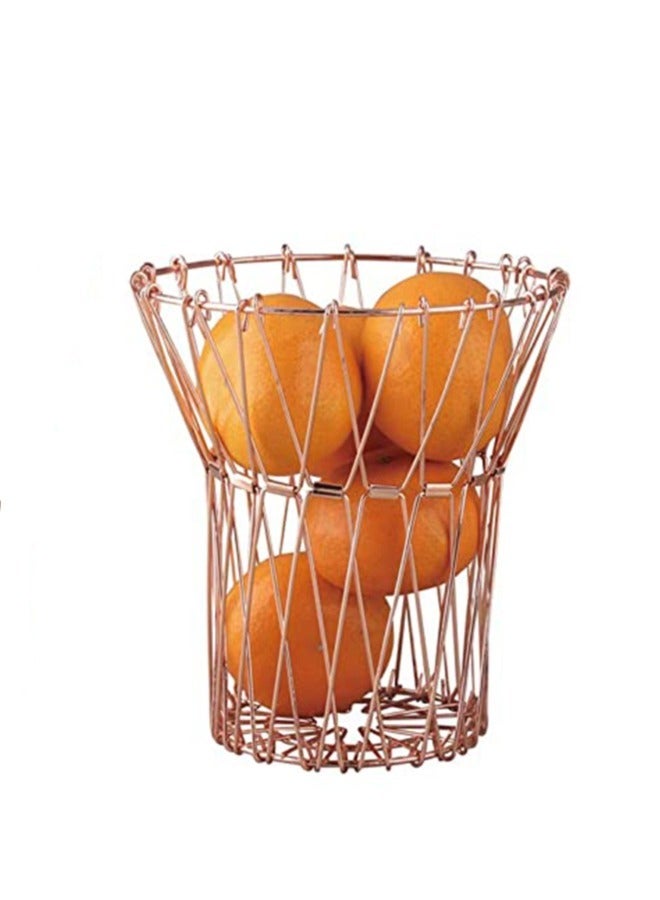 2 Pieces Multipurpose Flexible Wire Multi Shape Hollow Stainless Steel Folding Storage Fruit Basket - Image 3