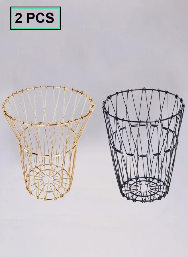 2 Pieces Multipurpose Flexible Wire Multi Shape Hollow Stainless Steel Folding Storage Fruit Basket - Image 1