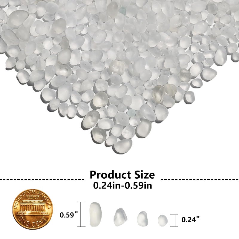 QYGL Sea Glass Stones - 0.9LB White Frosted Glass Pebbles Gemstones - Perfect for Aquarium Rocks, Fish Tank Gravel, Vase Fillers, DIY Crafts, and Home Decor - Image 3
