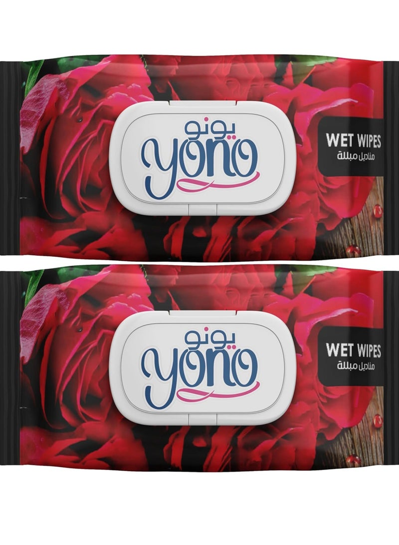 يونو مناديل مبللة برائحة الورد المميزة، 72 منديل (قطعتان)