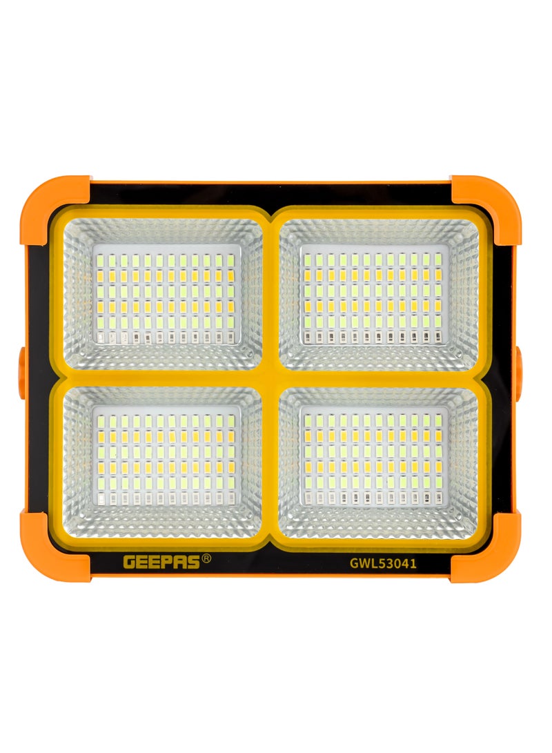 GEEPAS Rechargeable LED Work Light with Solar Panel-288 PCS LEDs, White, Warm, Blue and Red Lights/ Long Service Life, Good Stability, Energy Saving, USB Out Mobile Charging  - Image 2