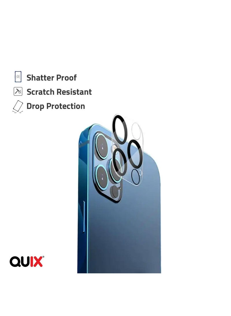 quix - Camera Lens Protector for  iPhone 12 PRO Max Tempered glass with a durable and distinctive scratch-resistant metal frame - Protects the lens from damage and sudden shocks - Image 1