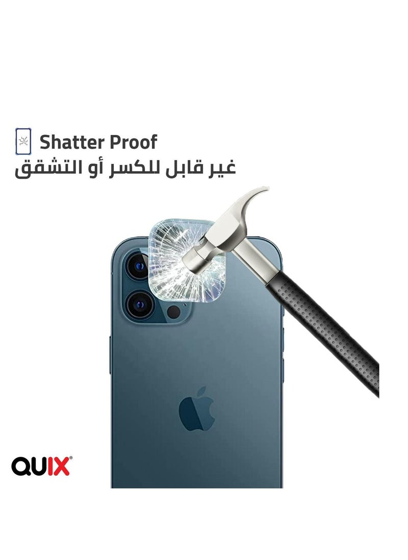 quix - Camera Lens Protector for  iPhone 12 PRO Max Tempered glass with a durable and distinctive scratch-resistant metal frame - Protects the lens from damage and sudden shocks - Image 1
