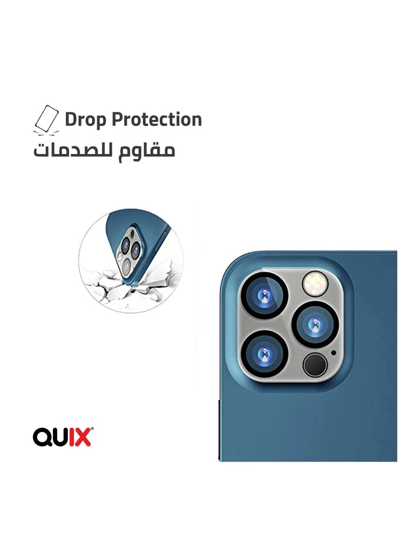 quix - Camera Lens Protector for  iPhone 12 PRO Max Tempered glass with a durable and distinctive scratch-resistant metal frame - Protects the lens from damage and sudden shocks - Image 1