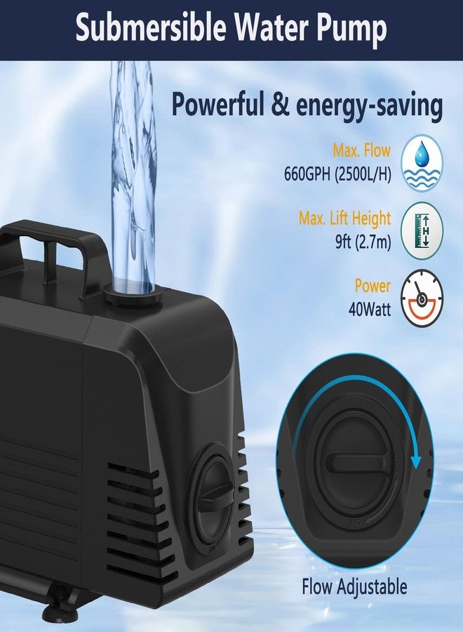 AquaMiracle مجموعة شلال بركة AquaMiracle مع أضواء LED، ومفيض من الفولاذ المقاوم للصدأ الكل في واحد مع مضخة مياه 660 جالون في الساعة، ونافورة شلال خارجية للحديقة والفناء الخلفي وديكور حمام السباحة (12 بوصة) - Image 5