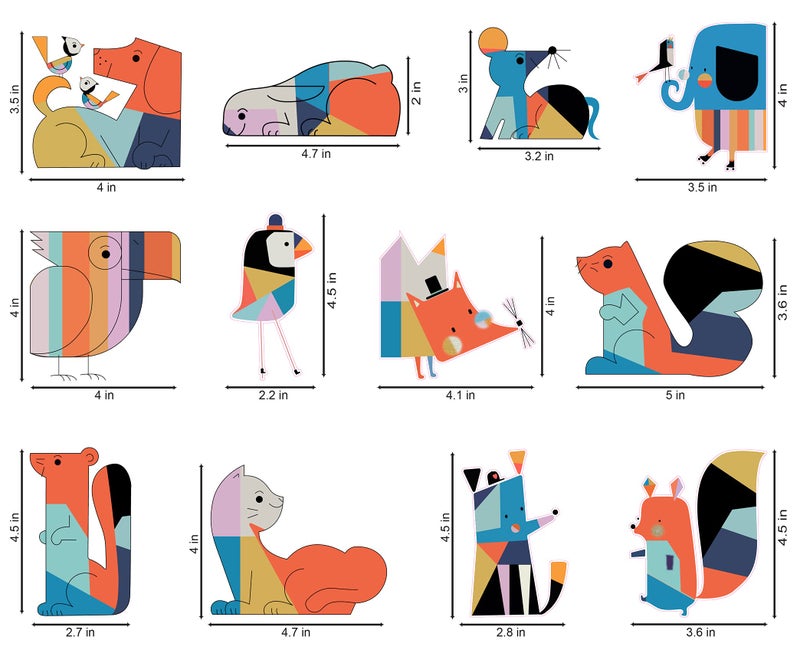 WallDesign Vinyl Geometric Color Animals Switchboard Sticker ( Multicolour , Set of 12 )-self adhesive - Image 2