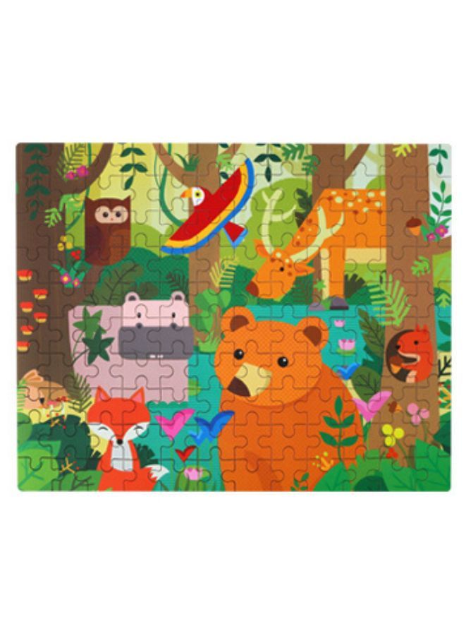 Wooden Jigsaw 120 Pieces Cartoon Animals Fairy Tales Puzzles Children Wood Early Learning Set Montessori Education Toy Kids Gift, Forest - Image 2