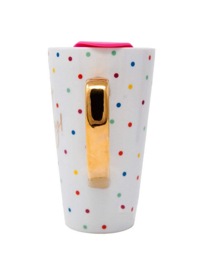 Lady Jayne 13oz Spill Proof Ceramic Coffee Travel Mug with Lid Series Pink Gold with Lid… (Happy Birthday) - Image 5